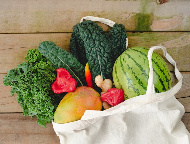 Cloth bag with vegetables