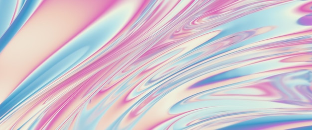 Cloth fabric gradient waves abstract background Iridescent chrome wavy surface Liquid surface ripples reflections 3d render illustration