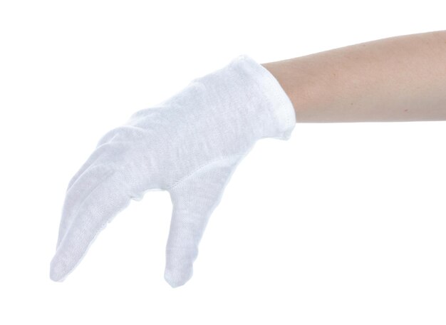 Photo cloth glove on hand isolated on white