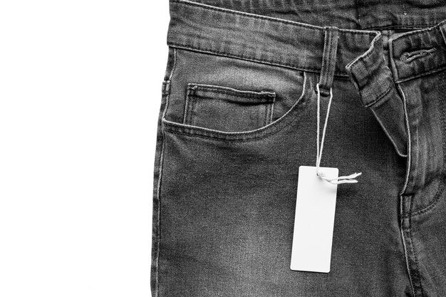 Cloth jean label tag with blank black mockup