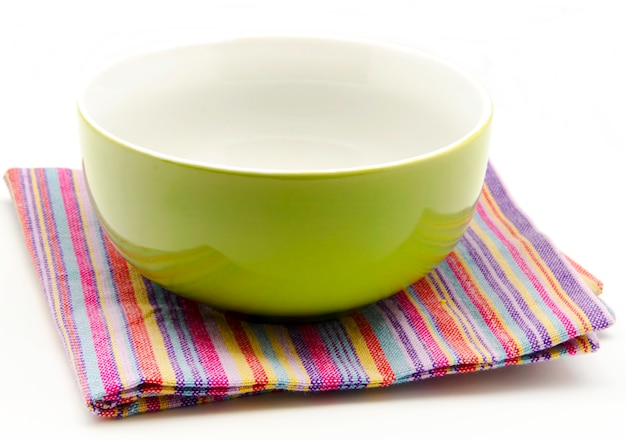 Cloth napkins and kitchen bowl