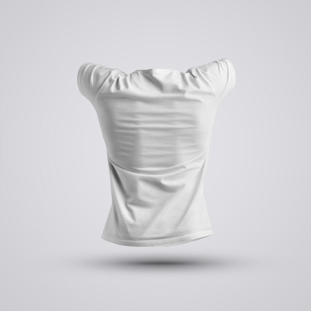 Cloth template.  Visualization of a blank t-shirt on a body without a man on studio background. Back pose. Mockup ready to use in your showcase.