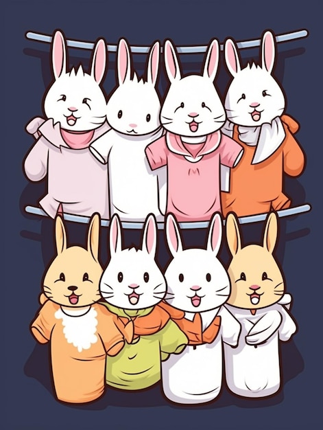 clothes bunnies cartoon design vector