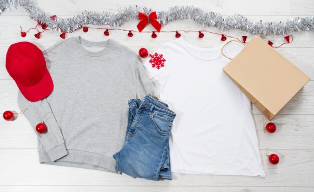Clothes and Christmas decorations
