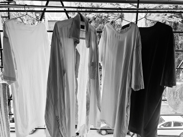 Photo clothes drying on clothesline at store