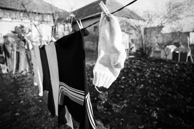 Clothes drying on clothesline