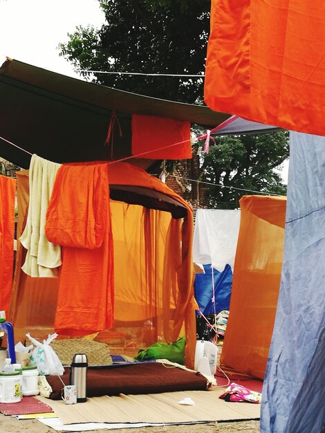 Clothes drying on clothesline