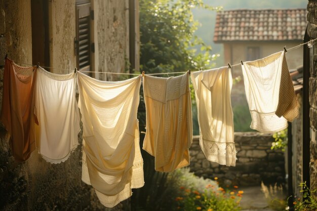 Photo clothes drying outside cleaning