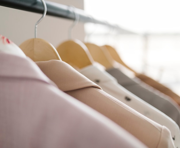 Clothes on a hanger in a boutique