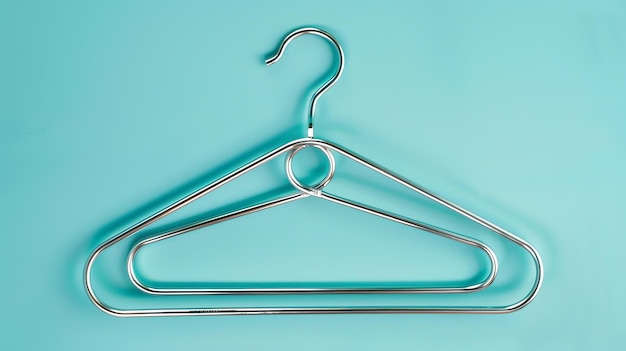 Photo clothes hanger isolated on a blue background simple and minimalistic fashion concept