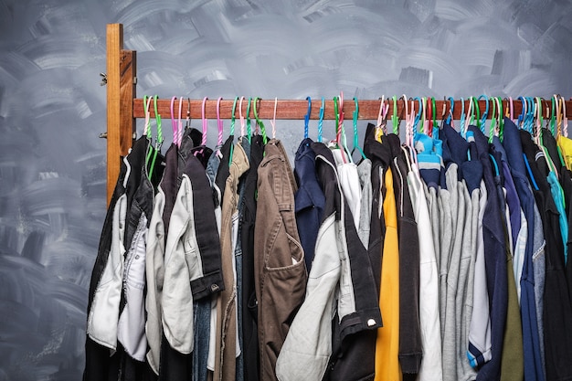 Clothes hangers hung by clothes