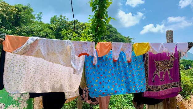 Clothes Hanging on a Clothesline