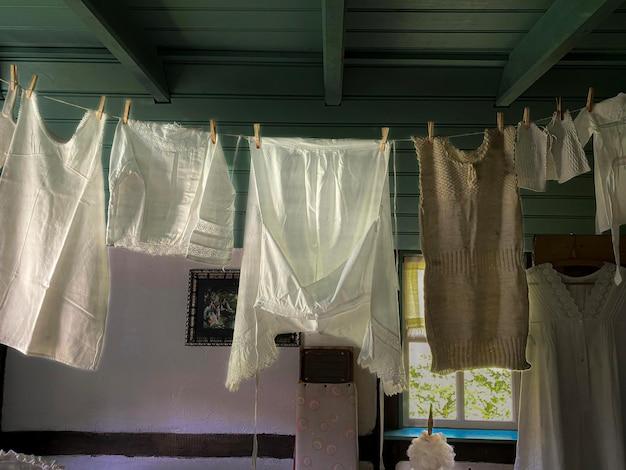 Photo clothes hanging on rack