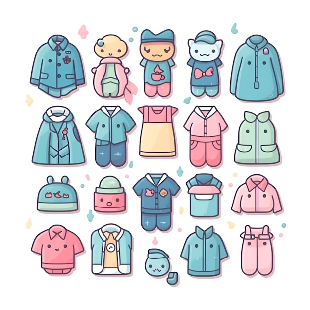 Photo clothes icons set cartoon illustration of clothes vector icons for web design