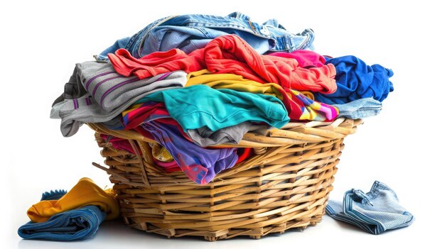 Clothes overflow basket on a white background