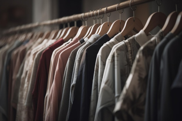 clothes on a rack in a store