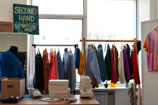 Clothes at second hand shop