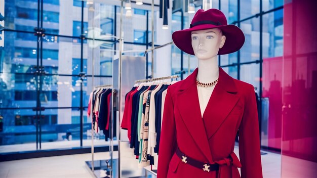 Photo clothes store with mannequin