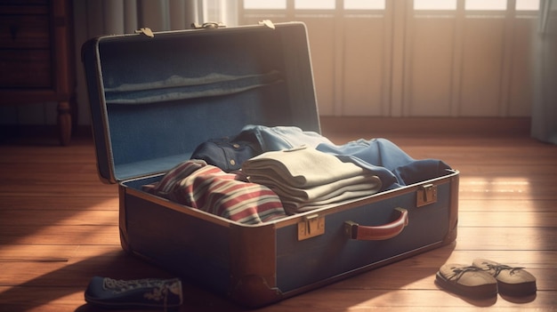 Clothes on suitcase Generative Ai