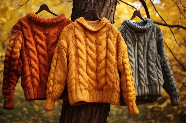 Photo clothes sweaters woolen autumn