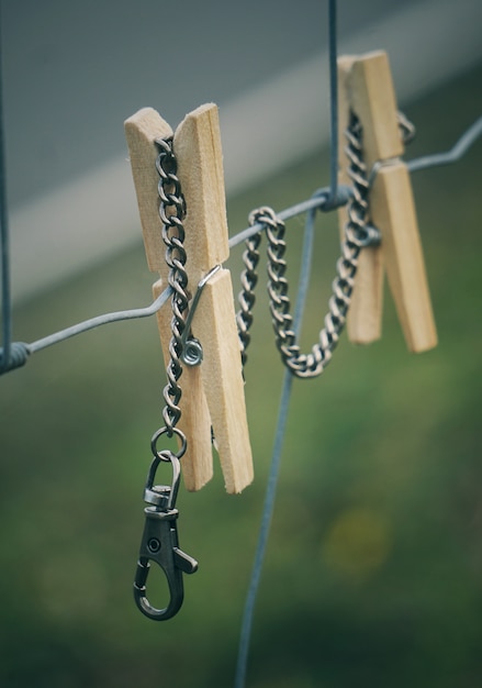 the clothespin in the fence