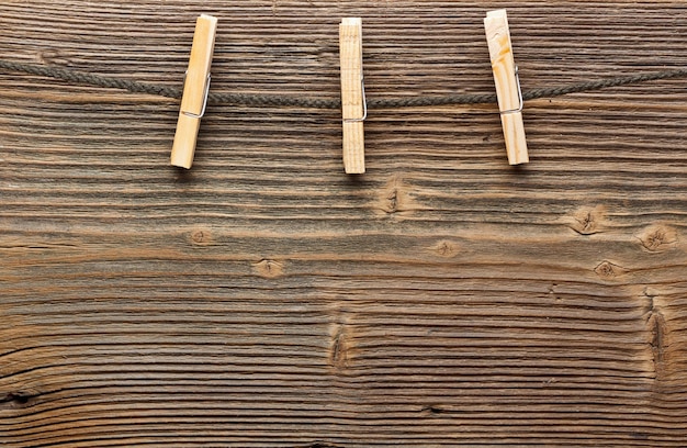 Clothespins on rope