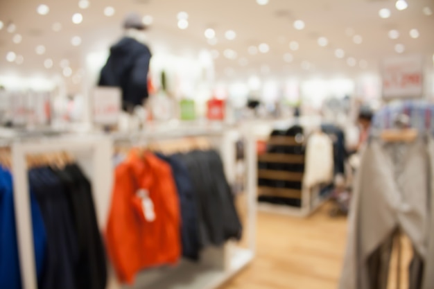 Clothing boutique store interior blurred