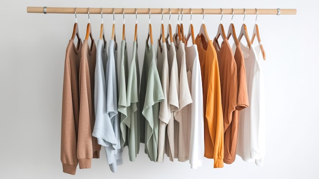 clothing hanged in a cloth rack in a shop