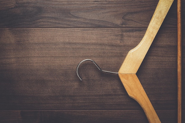 Clothing hanger on brown table