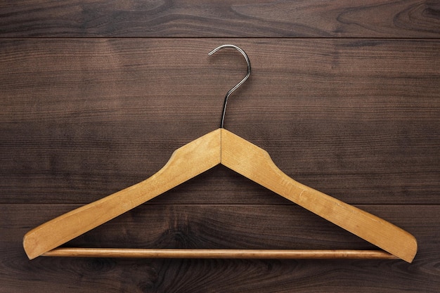 Clothing hanger on brown table