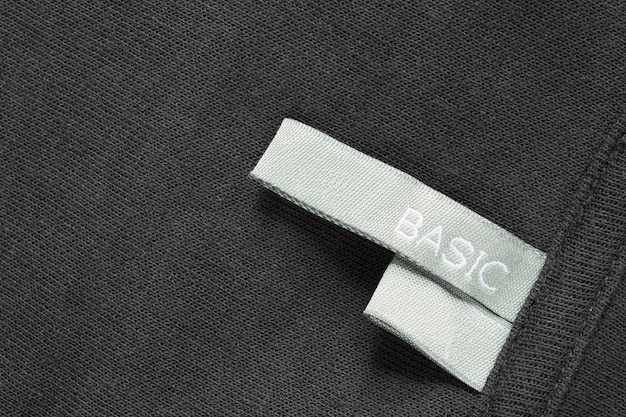 clothing label says basic