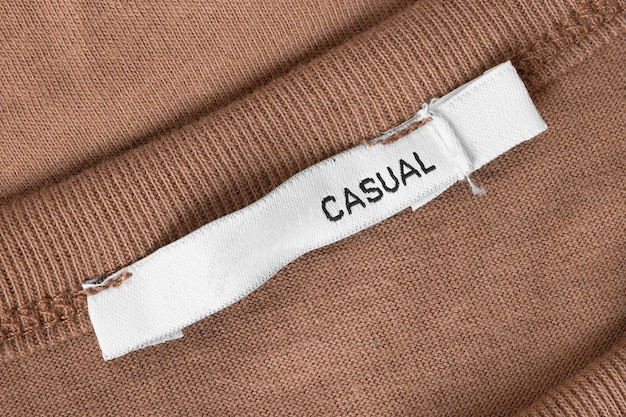 Clothing label says casual