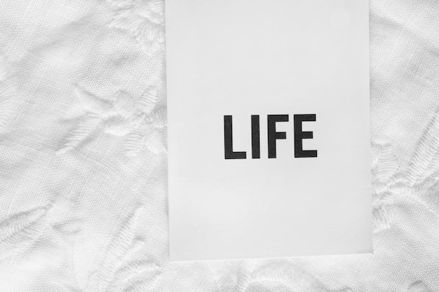 Clothing label says life