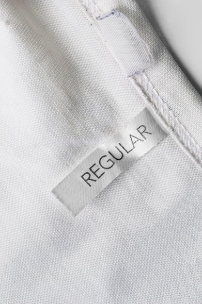 clothing label says regular