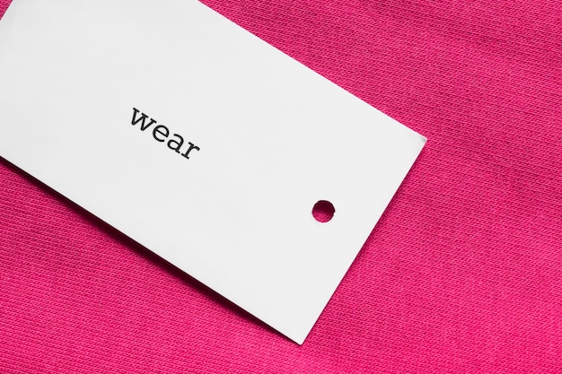 Clothing label says wear