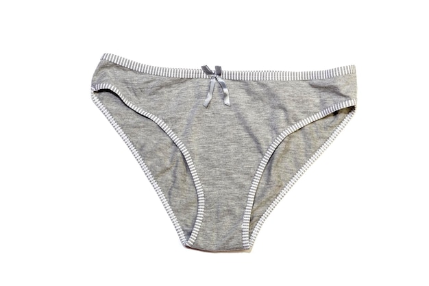 Clothing New women's casual panties gray color on a white background closeup