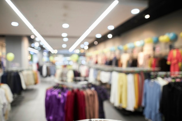 Clothing store, retail, blurry photo, bokeh. abstract blurred\
photo of clothing store, background.