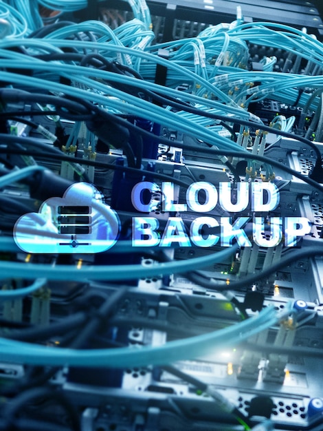 Foto backup su cloud prevenzione della perdita di dati del server sicurezza informatica