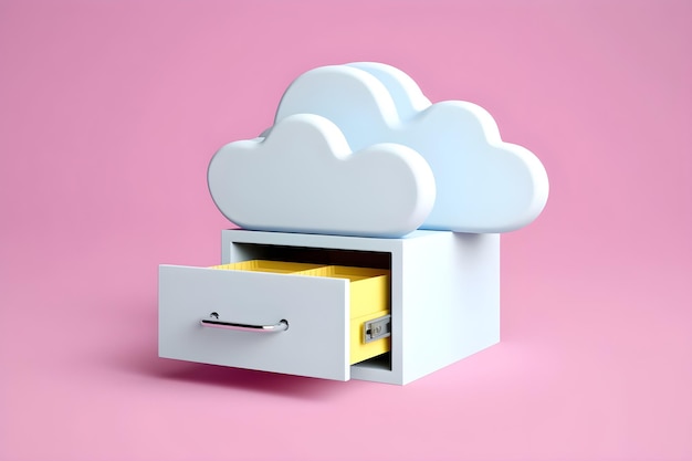 A cloud box with a lock in it is open to a drawer with a lock in it.