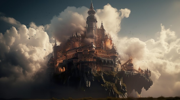 Cloud Castle Siege ai generate