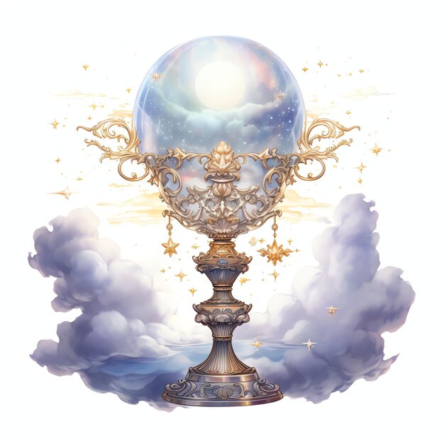 Cloud Chalice Fantasy Sky Night gazing watercolor