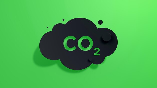 Photo cloud co2 emissions on a green background icon carbon gas minimalist abstract design