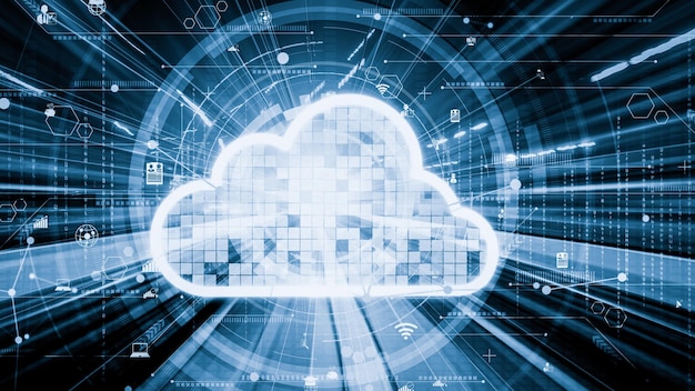 Cloud computer e archiviazione dati online con software di condivisione intelligente tacita