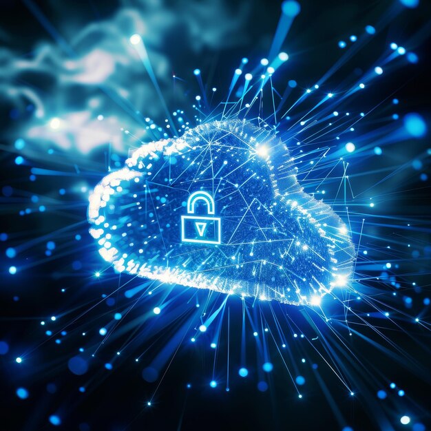 Cloud computing beveiliging gegevensbescherming cybersecurity en privacy concept 3D-rendering