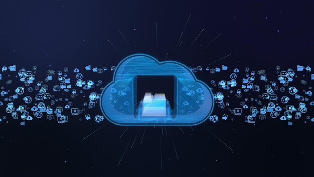 cloud computing and big data concept digital data and futuristic information storage data backup