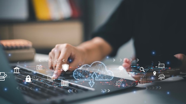 cloud computing cloud technology data storage data transfer networking and internet service concept technology internet storage network
