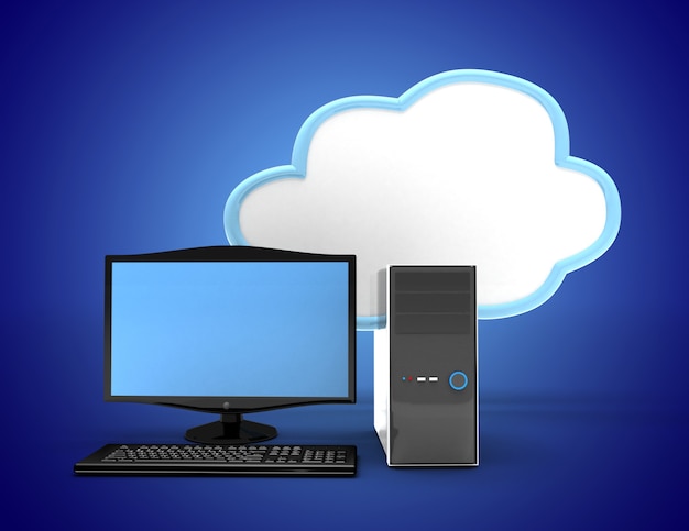 Foto concetto di cloud computing. illustrazione 3d