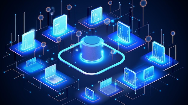 Cloud computing-concept Datacenter-concept 3D