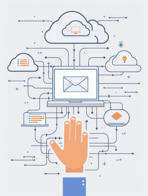 cloud computing concept illustration showing data transfer connectivity and digital networking
