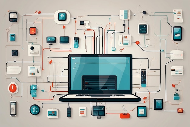 Foto cloud computing-concept op verschillende elektronische apparaten